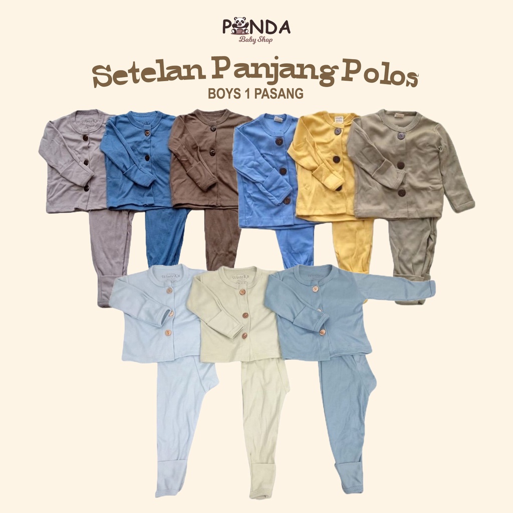 Winteku Setelan Baju Bayi Panjang Laki (1 Psg) - Sleepsuit Baby Newborn Piyama Baju Tidur Bayi Laki Laki dan Perempuan