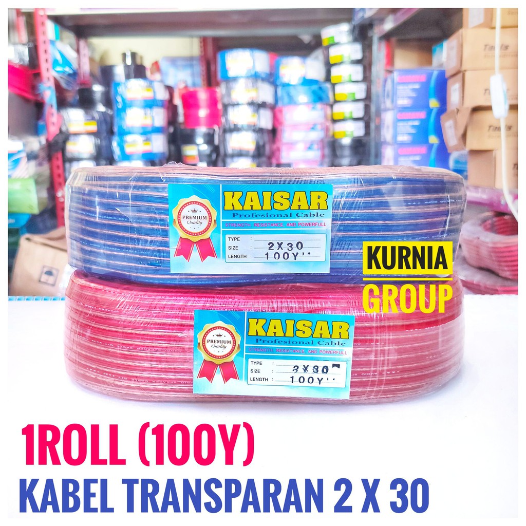 Kabel Transparan 2x30 MONSTER 100Y FULL Serabut GOLD Harga 1 Roll Gulung Cable Audio Kulit Tebal isi 90meter Kable Audio Listrik Ringan