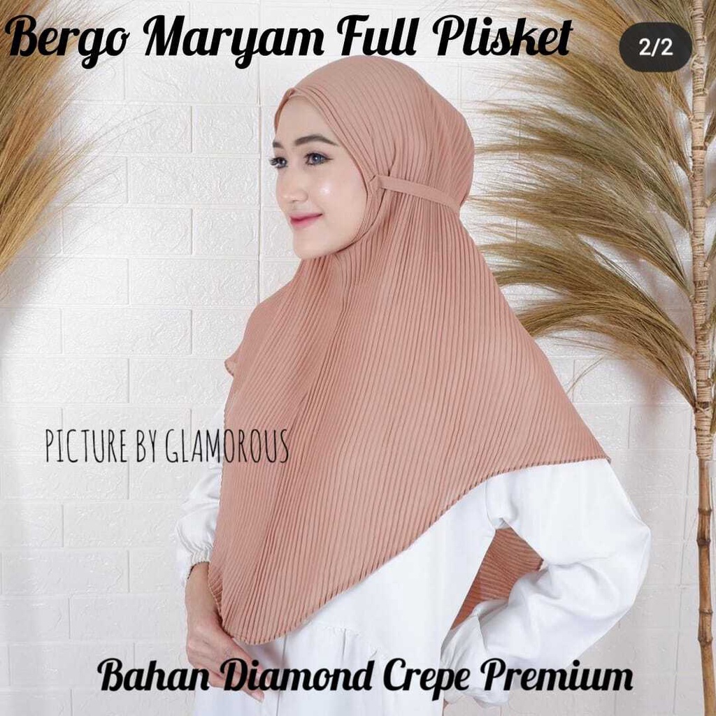 FUll PliSKET Bergo Maryam Hijab Tali  Bahan Diamond Crepe Premium