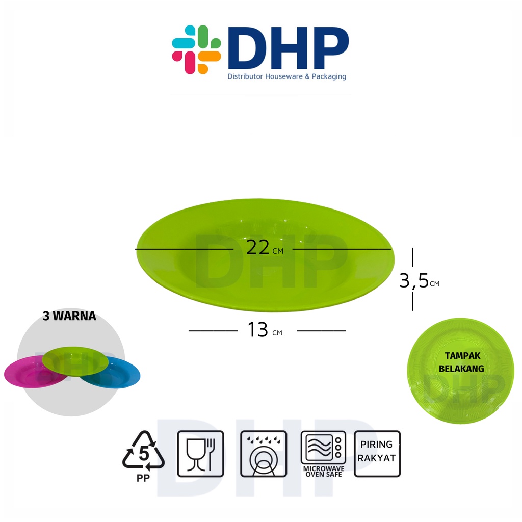 Piring Rakyat (D=22cm) Makan Plastik Lentur KMP Mutiara Anyam Piring Ayam Murah Warna