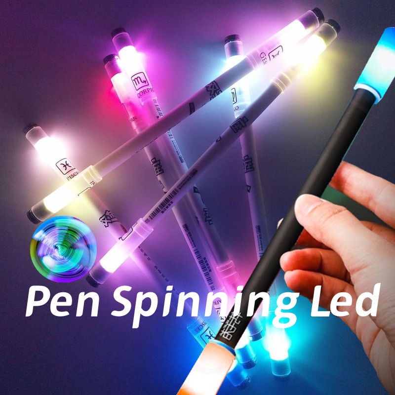 Pulpen Putar LED Luminous Anti Slip Untuk Penghilang Stress