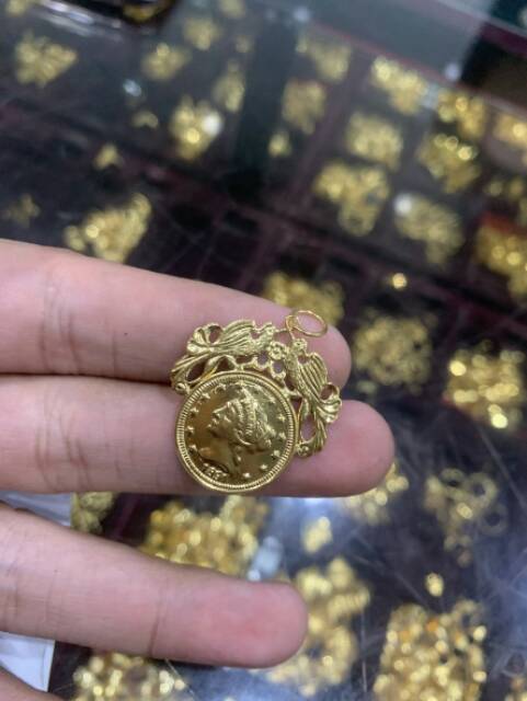 Mainan Liontin Kalung anak dan dewasa emas asli kadar 700 70% 22 model koin