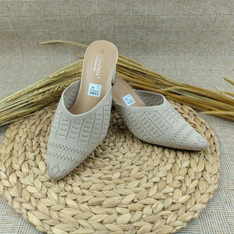 GRAVICI - Sepatu Slip On Mules Wanita Bahan Rajut Import WA 01