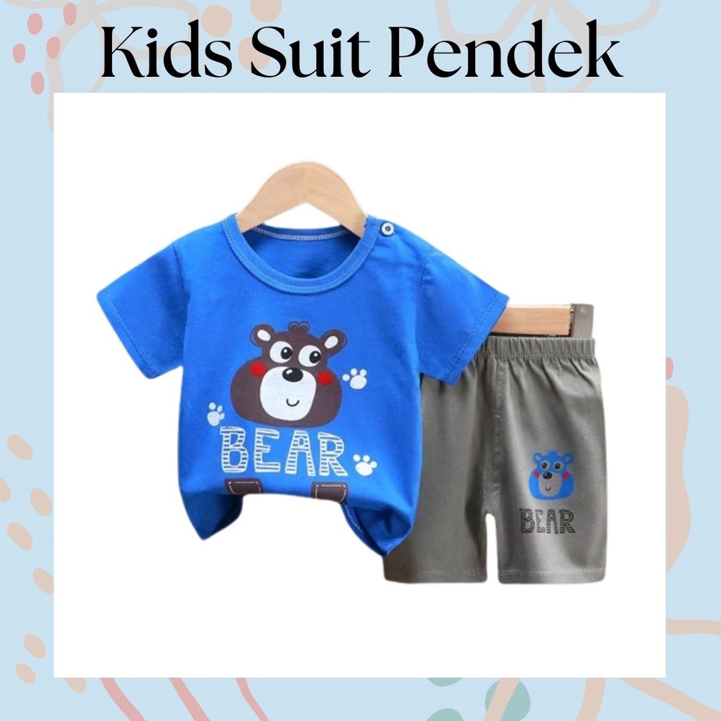 LittleAaron KIDS SUIT PENDEK Setelan Anak Bahan Kaos Lengan + Celana Berkualitas Import ebv cewek new13