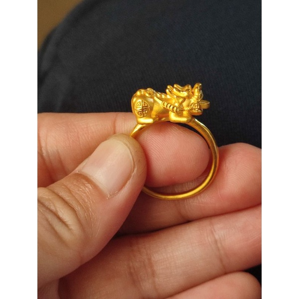 Cincin emas 24k naga pixiu mini