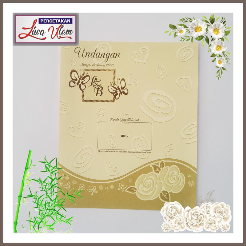 Undangan Merried Simpel Ukuran Besar Foil Emas