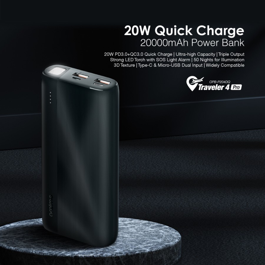 POWERBANK ORAIMO OPB-P204DQ 20.000MAH SENTER LED