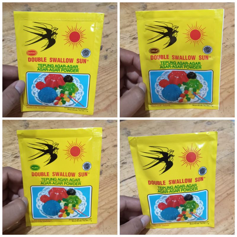 

TEPUNG AGAR DOUBLE SWALLOW BERBAGAI WARNA KEMASAN 7 GR