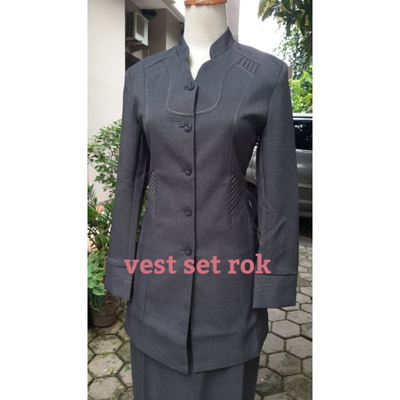 blazer abu tua set rok semi muslim