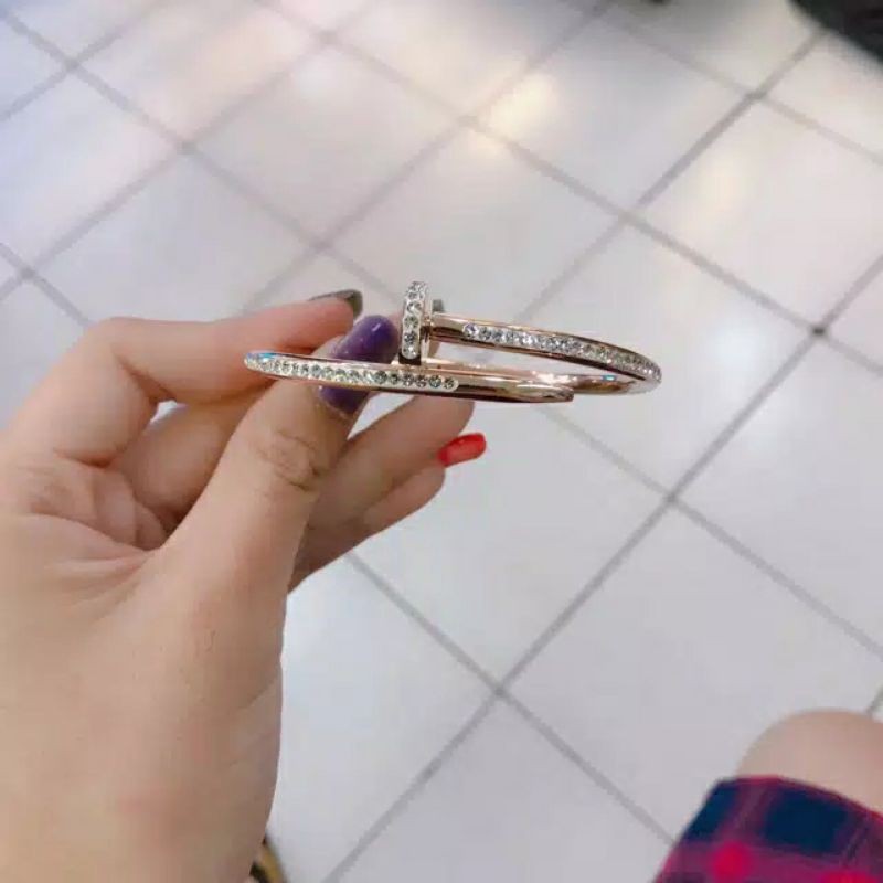 Fourfashion gelang paku titanium rosegold full diamond TS013