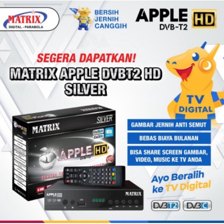MATRIX APPLE SILVER HD DVB T2 SET TOP BOX STB PENERIMA TV DIGITAL