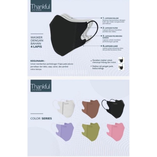 MASKER MEDIS POKANA THANKFUL DUCKBILL 3D 4PLY EARLOOP SACHET ISI 3 PCS STERIL KEMASAN PABRIK