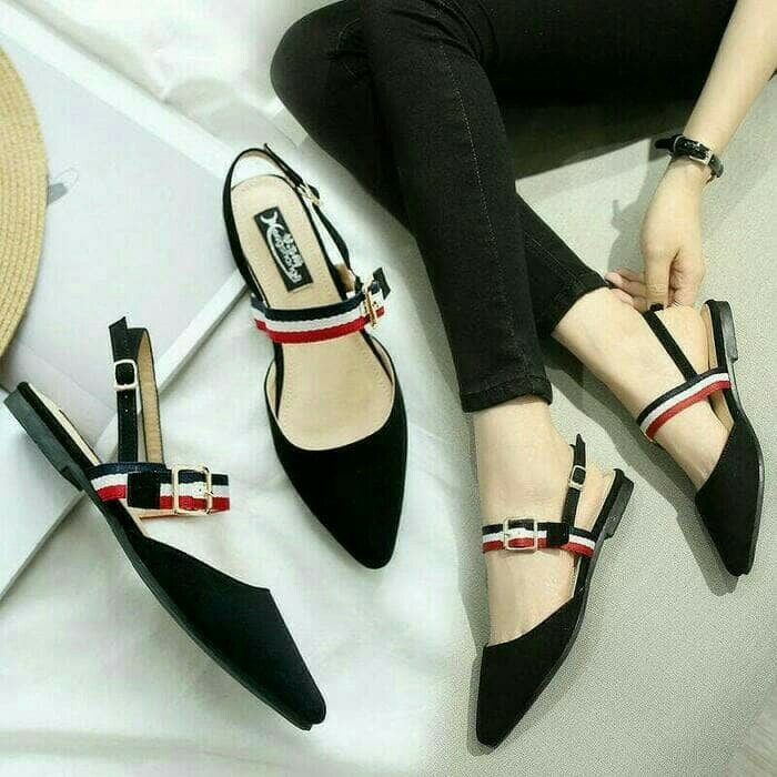 Sandal flat tali ZARA wanita 3 warna lucu santai pesta kantor modis murah sale