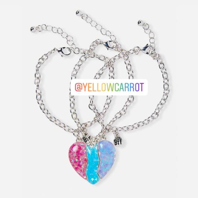 Justice BFF Gelang Persahabatan Justice Original Heart Bracelet Trio