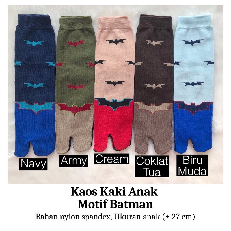 12 Pasang Kaos Kaki Jempol Nylon ANAK Motif BATMAN