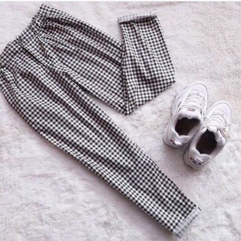 BEST SELLER BOXY PANTS / CELANA PENSIL MOTIF TARTAN / MONOGRID MONOKROM PANTS / GREGOR PANTS