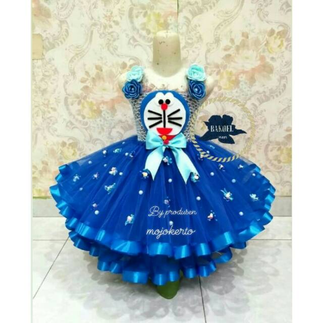 BAJU TEMA DORAEMON/GAUN PESTA ANAK/GAUN ULANG TAHUN ANAK/GAUN PESTA ULANG TAHUN ANAK PEREMPUAN MEWAH
