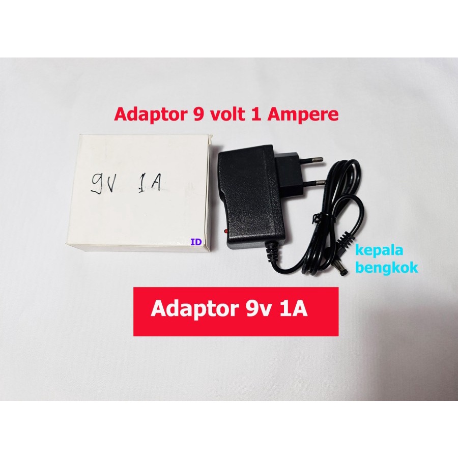 adaptor 9v 1a kepala bengkok - ID adaptor switching 9 volt 1 ampere