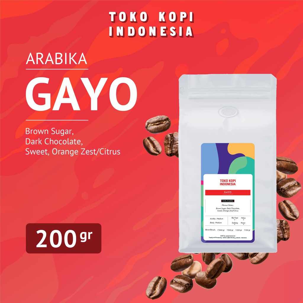 

Kopi Arabika Gayo Aceh Sumatra 200gr Arabica Coffee Beans Biji Bubuk