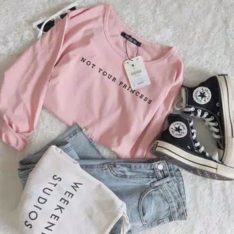 BIG SALEEE!!! Tumbrl Tee LongSleeve Not Your Princess Lengan Panjang Kaos Wanita Murah