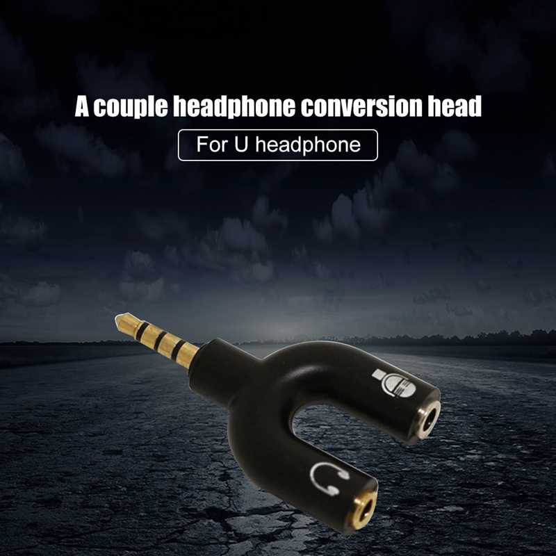 Splitter Audio Shape U Jack 3.5mm ke Headphone dan Microhpone Konverter Audio 2 in 1 Dual Female