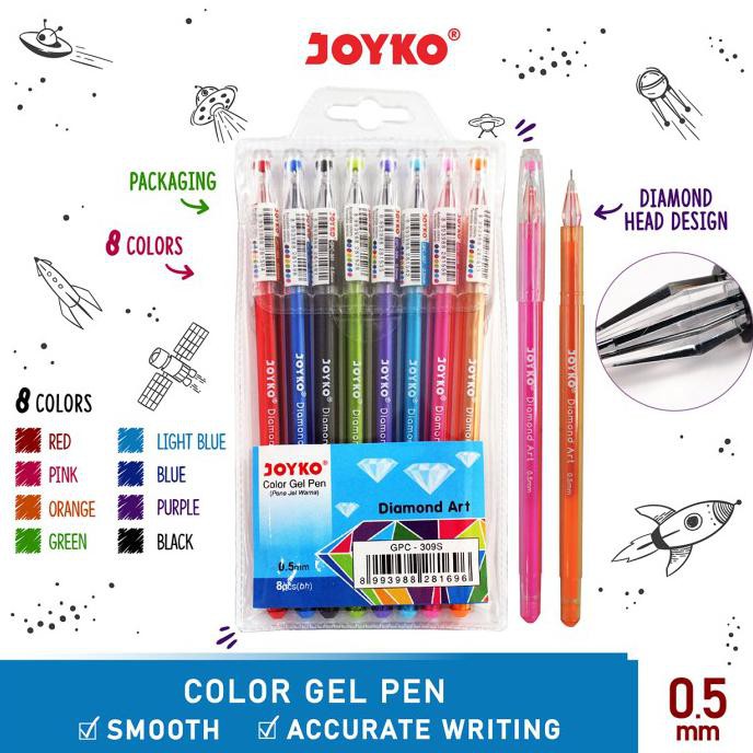 

Color Gel Pen / Pulepen / Pena Joyko GPC-309S / 1 Set 8 Warna / 0.5 mm