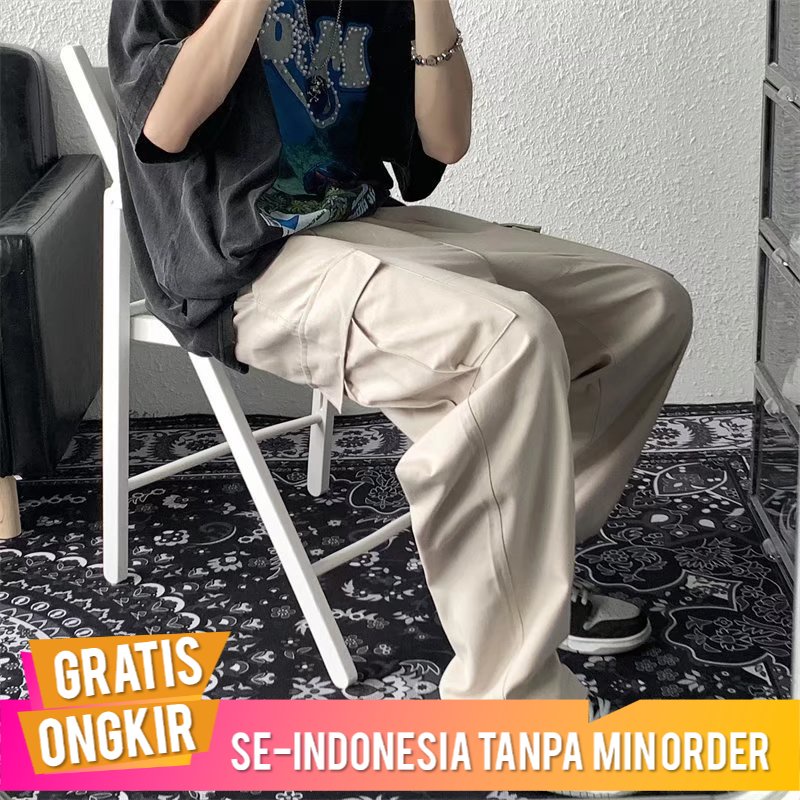 Celana Pria Jeans Overall  Pria   Serut Celana Jogger Pria  Korea Tren Lurus  Kasual Celana