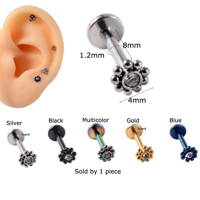 1pc Anting Tusuk Bentuk Bunga Matahari Bahan Stainless Steel 16gauge