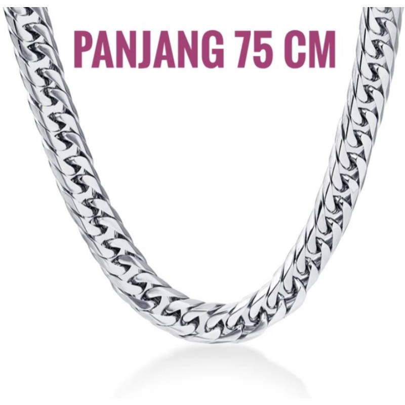 Kalung Titanium pria Rantai silver Besar 72 cm Anti karat selamanya