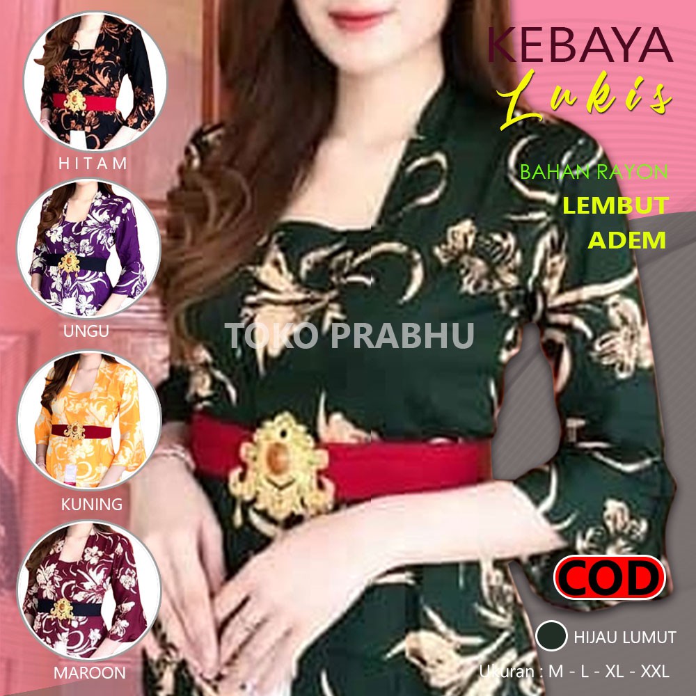 Kebaya bali jadi batik lukis kain rayon lengan terompet terlaris termurah ukuran m l xl xxl dan xxl