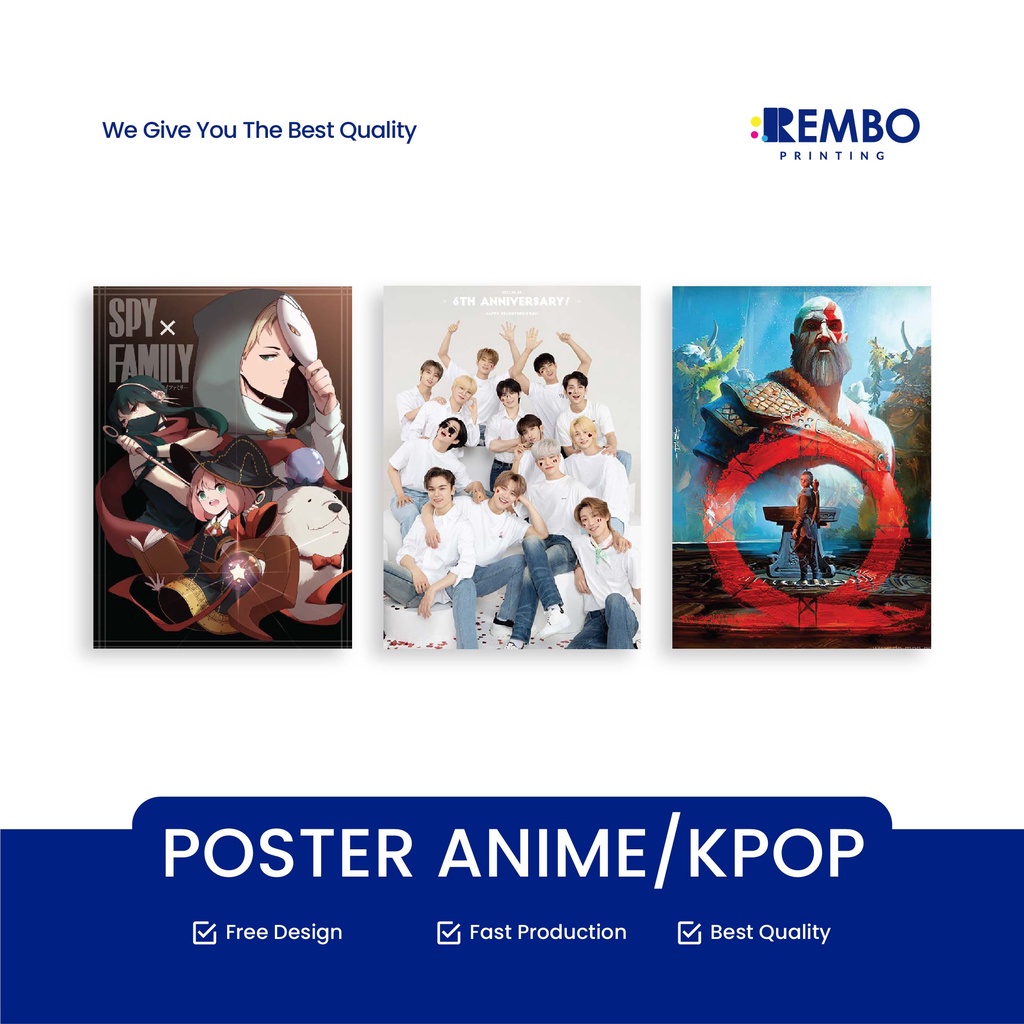 Cetak Poster Custom Design Bebas / Poster Kpop / Poster Anime / Poster Aesthetic / Poster Dinding