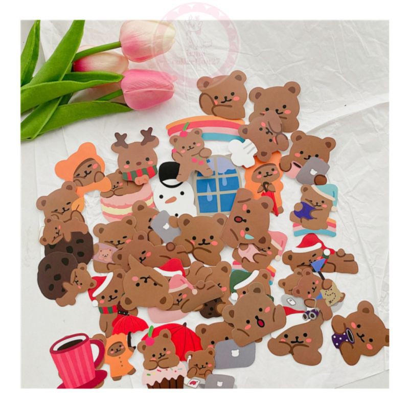 

30 PCS STICKER BEAR DOFF | STICKER BEAR BUJO DECO KOREA ANTI AIR