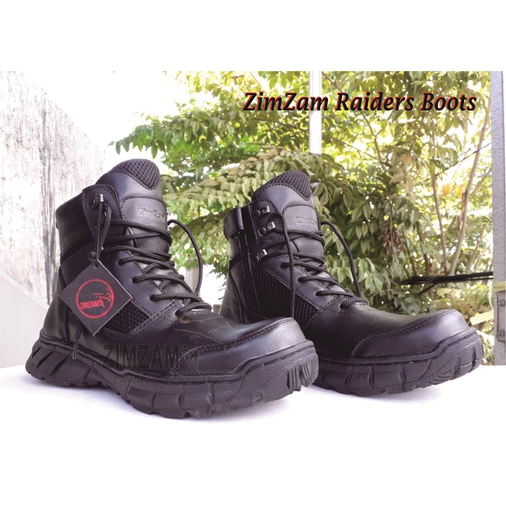 PROMO Sepatu ZimZam Raider Boots Safety Kulit Asli Boots PDL Weba Low Desert Black
