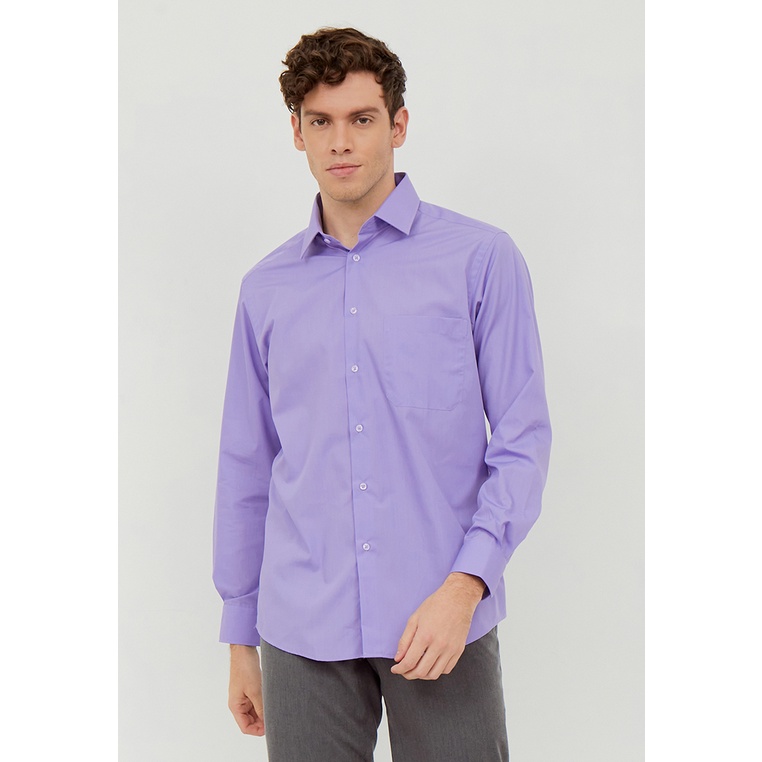 Alisan Kemeja Lengan Panjang Polos Slimfit PLSSFLS Ungu 2