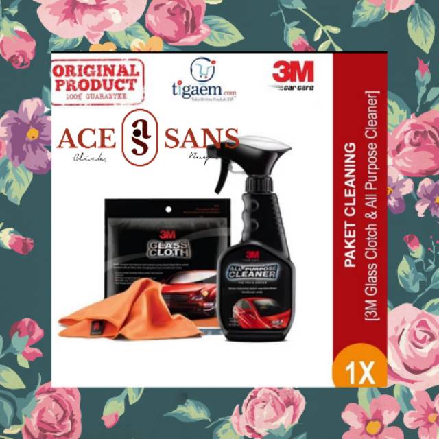 3M Paket Cleaning | Paket Perawatan Mobil Lap Kaca & Cairan Pembersih | 2Pcs/Set | Perawatan Mobil