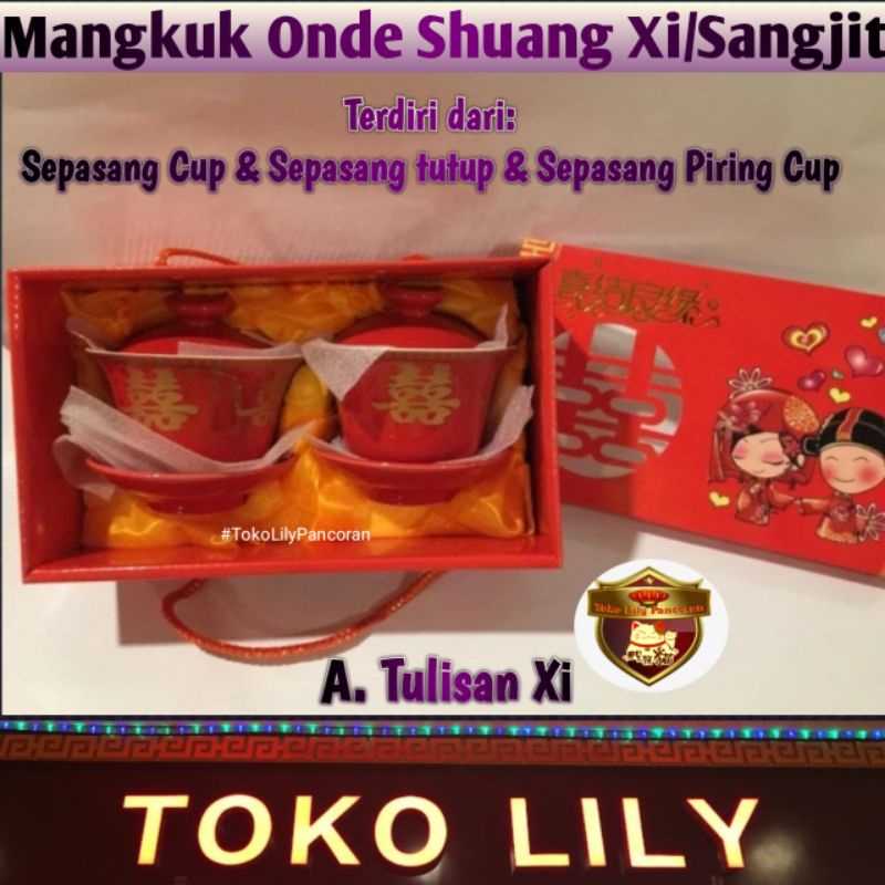 Mangkuk Onde Sangjit Shuang Xi / Mangkok Onde Lamaran Pernikahan / Wedding Couple Tea Cup