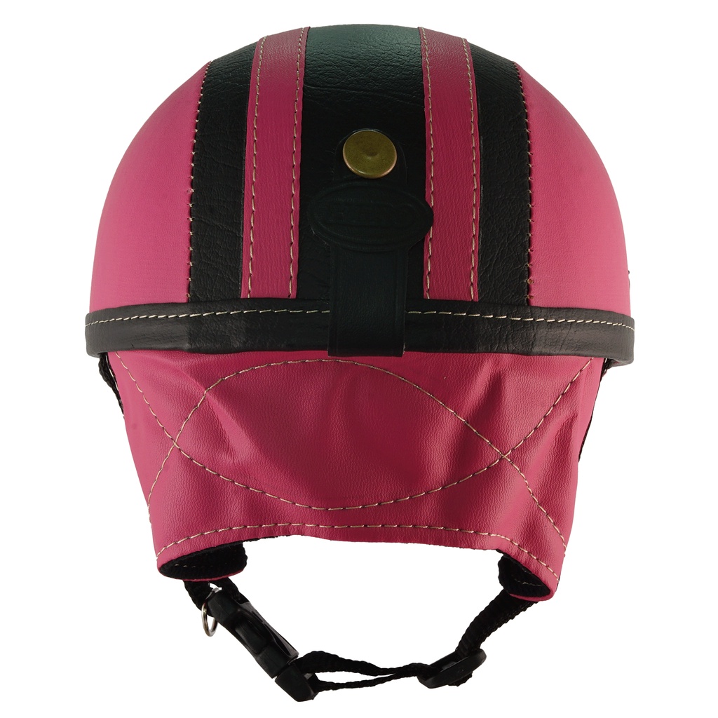 Helm Anak Polos Retro 1 2 3 4 Tahun Garis Pink Hitam