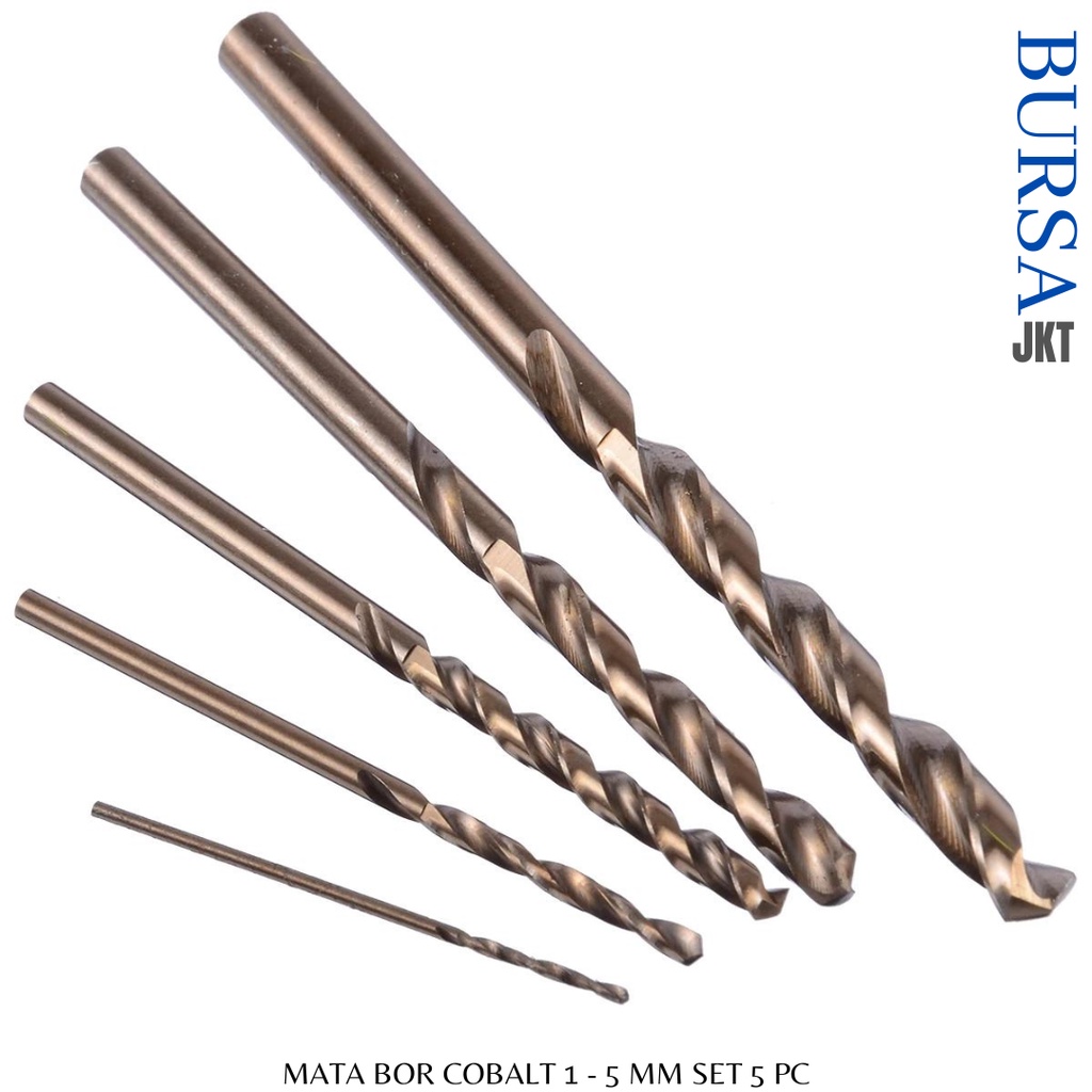 MATA BOR HSS COBALT M35 KUAT UNTUK BOR BESI PLAT DLL SET 1 - 5 MM 5 PC