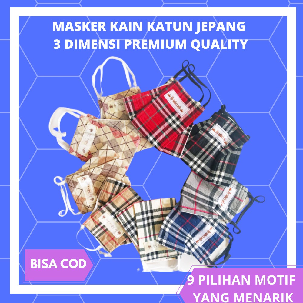 Masker  Non Medis 3D  Kain Katun Jepang 3Dimensi  Origami Evo Hanabi 3 Ply Earloop Premium Quality