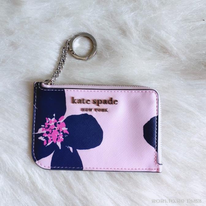 

Kate spade medium L zip card holder cameron grand floral pink