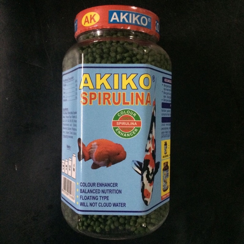 Akiko Spirulina / Super Red 2MM 300 GR Pelet Koi Akiko Makanan Ikan Pelet Ikan Makanan Ikan Koi Murah