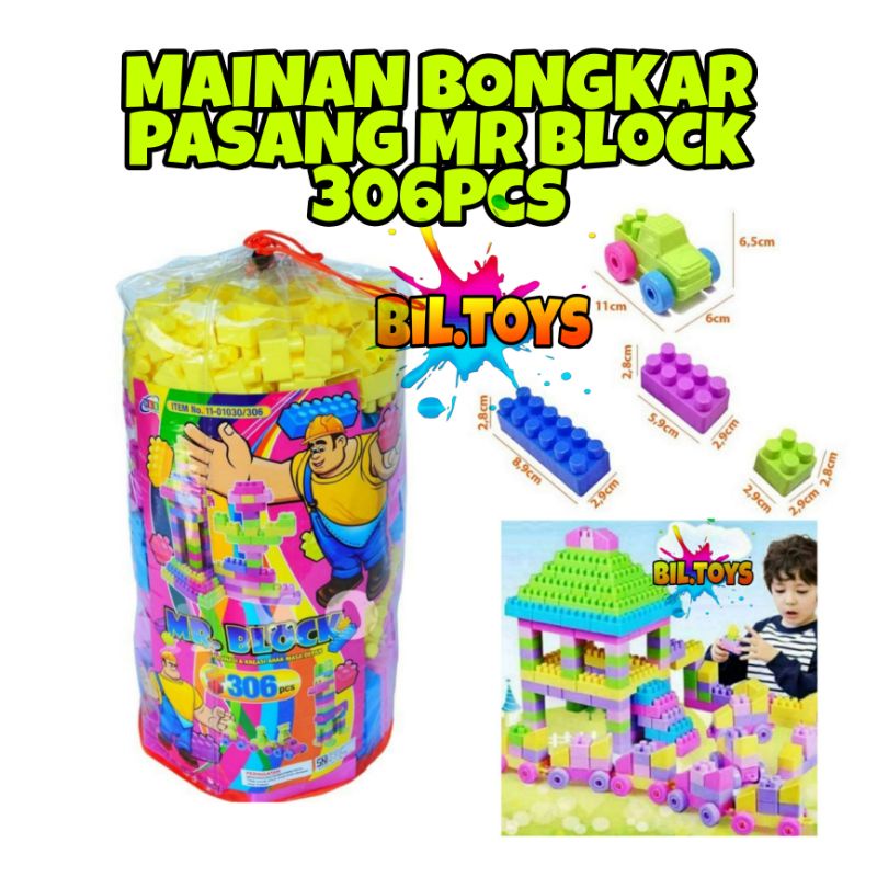 MAINAN ANAK EDUKASI MR BLOCK SUSUN BONGKAR PASANG BALOK MAINAN ANAK LAKI LAKI PEREMPUAN 306 266