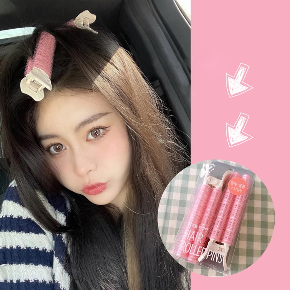 Agustina Rambut Akar Berbulu Klip Merah Muda Gadis Jepit Rambut Portable Lazy Curler Magic DIY Styling Tools