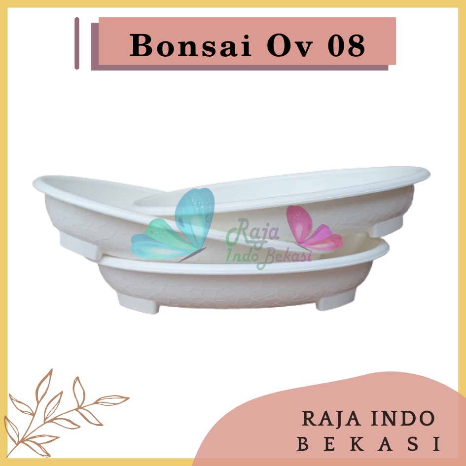 Rajaindobekasi ORI BJP BONSAI OVAL OV 08 Putih Pot Bunga Plastik Bonsai Budi Jaya Motif Batu Alam Ceper Pendek Pot Bonsai Plastik Keramik Semen Bonsai Mame Kelapa Besar Mini