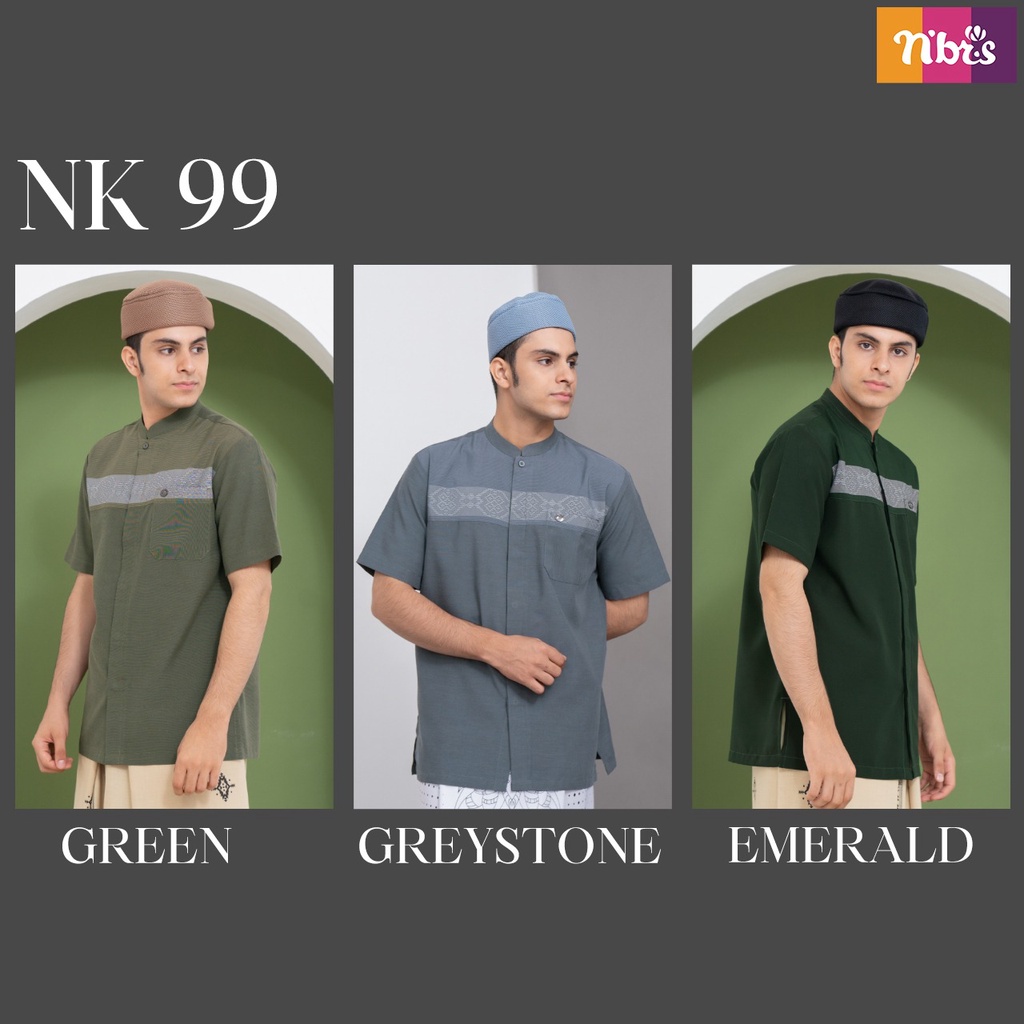 Nibras Koko NK 99 Bahan Pieces Dyed Poly Rayon Baju Muslim Pria Polos Casual by NBRS