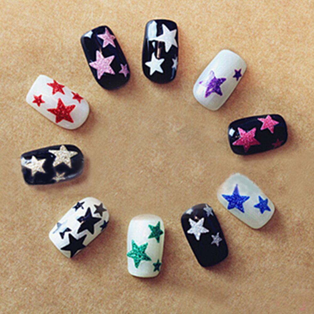 Mxbeauty 1 Lembar Stiker Kuku Motif Bintang Glitter Untuk Nail Art DIY