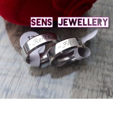 Cincin couple Titanium ukiran nama