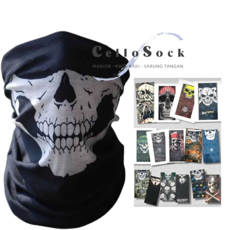 Masker BUFF MOTIF TENGKORAK / Masker Buff Multifungsi Motif Tengkorak
