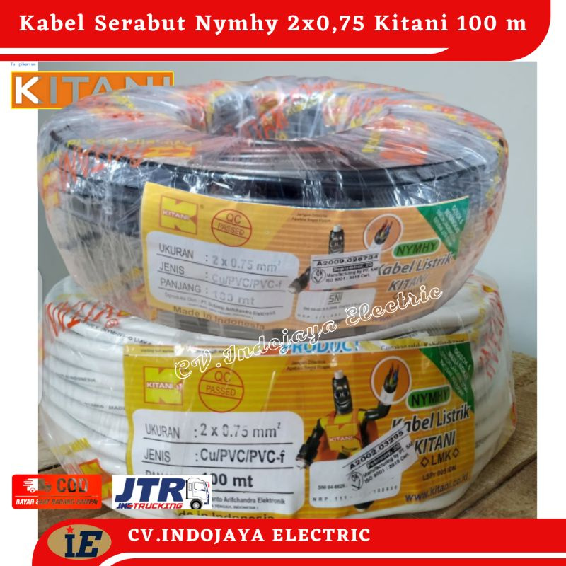 Kabel Nymhy 2x0,75 Kitani Panjang Kabel 100 meter Kabel Serabut Kabel Listrik Serabut Berkualitas