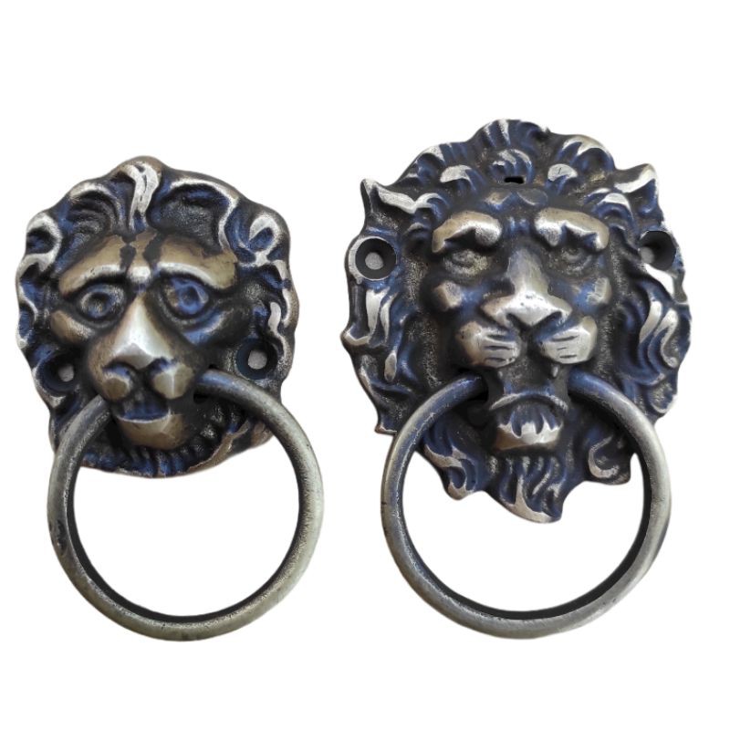 handle dan ketukan pintu kuningan motif singa kecil